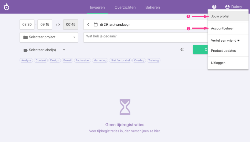 Nanda urenoverzicht - overzichtelijke menu update  Nanda urenoverzicht - overzichtelijke menu update