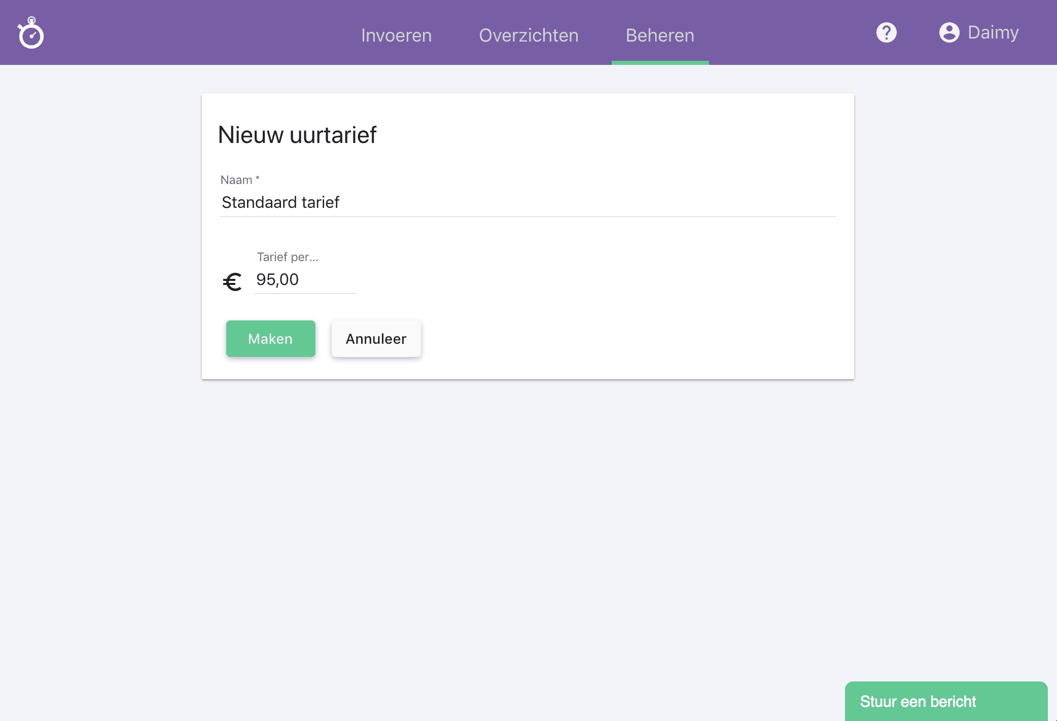 Nanda urenoverzicht - verschillende uurtarieven - Tarief instellen Nanda urenoverzicht - verschillende uurtarieven - Tarief instellen