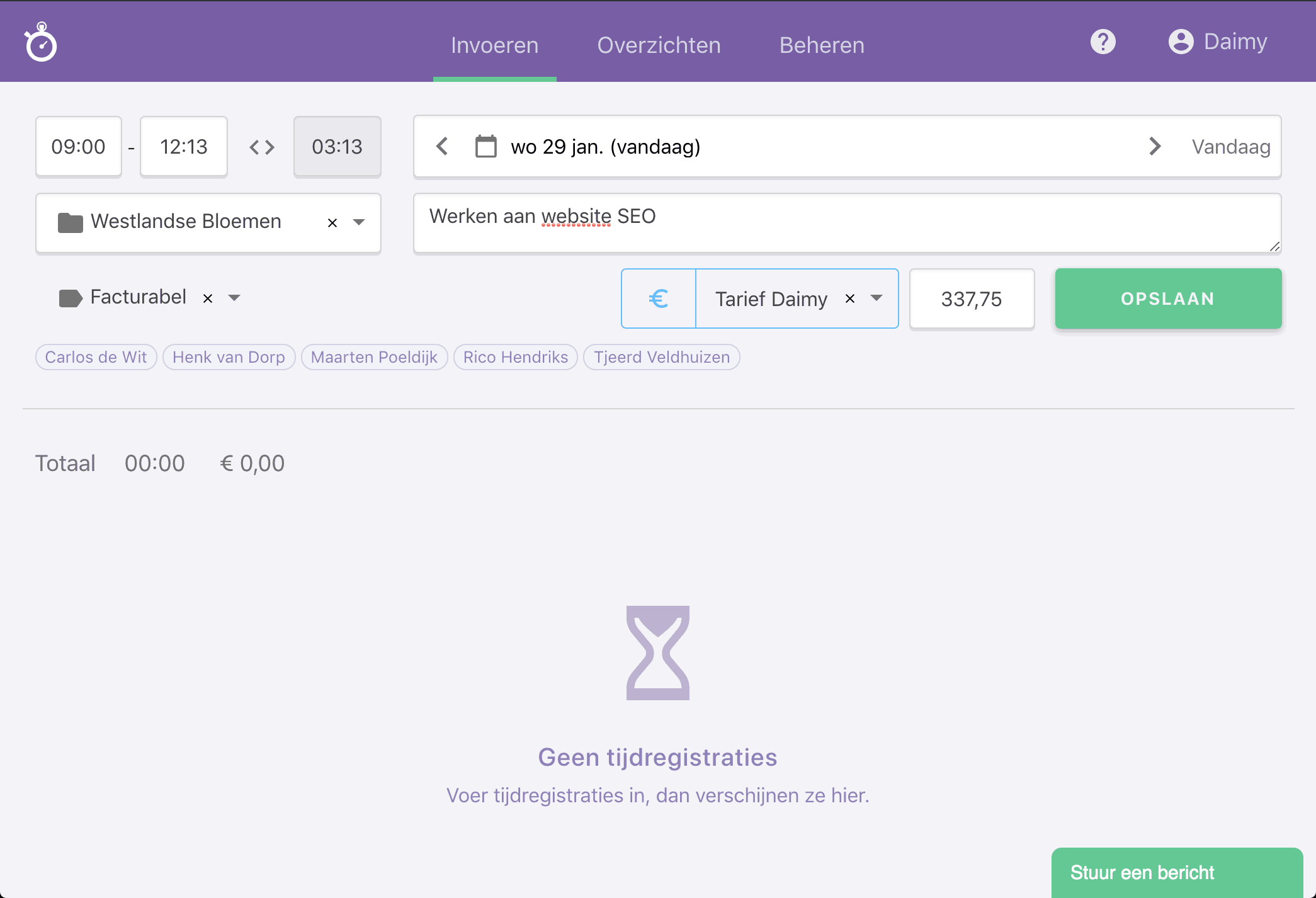 Nanda urenoverzicht - verschillende uurtarieven - Tarief kiezen Nanda urenoverzicht - verschillende uurtarieven - Tarief kiezen